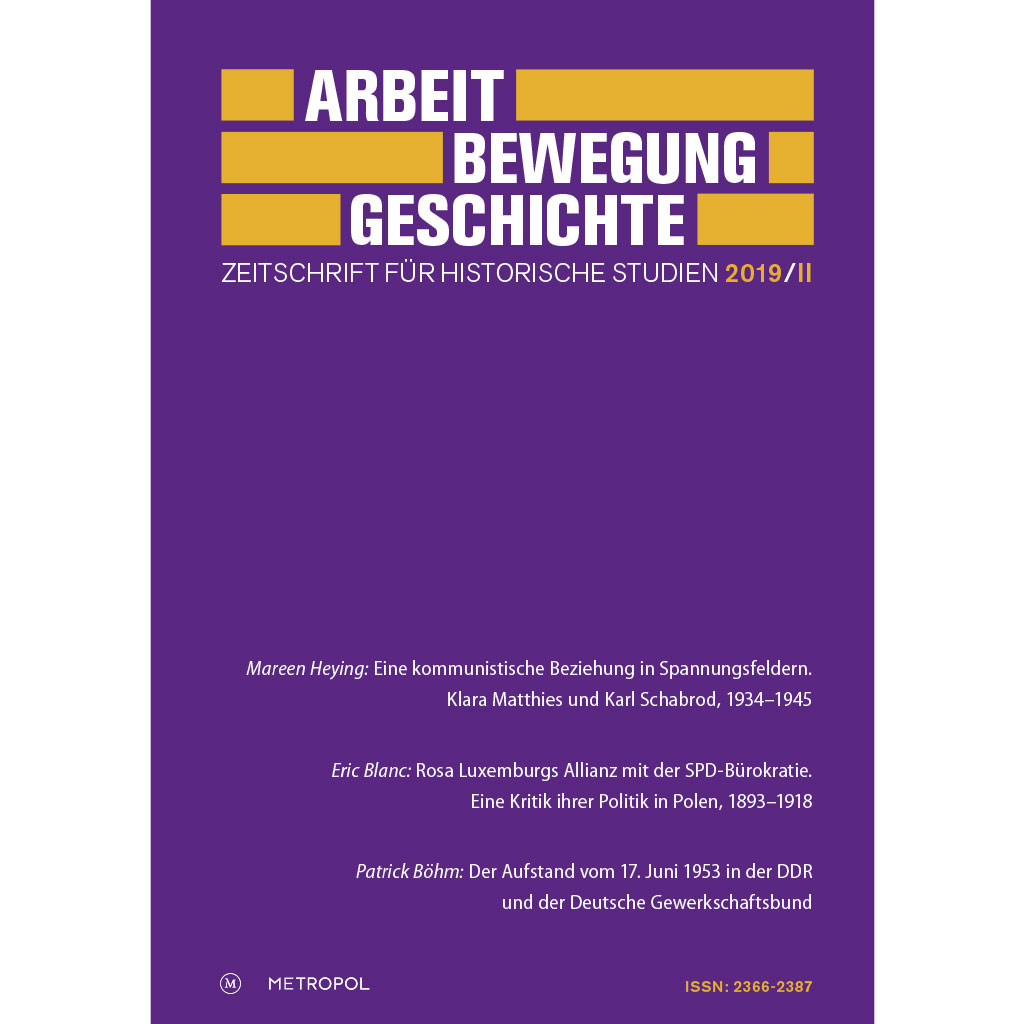 18 Jahrgang Heft 2019 Ii Arbeit Bewegung Geschichte Zeitschrift Fur Historische Studien